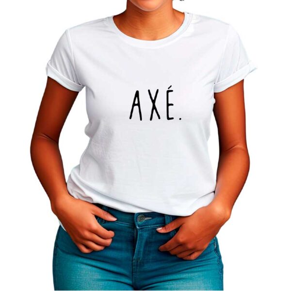 Camiseta Feminina Branca – 100% Algodão – AXÉ – Ilê Orixás