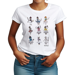 Camiseta Feminina Branca – 100% Algodão – Orixás – Gagau Bastos