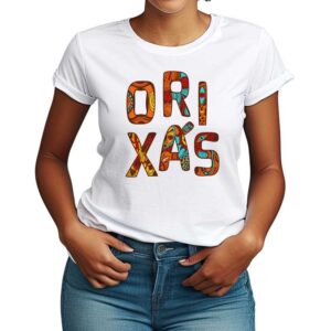 Camiseta Feminina Branca – 100% Algodão – Orixás